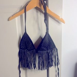 Black Velvet Bra with Gems